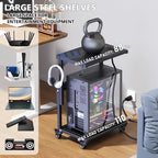 Computer Tower Stand with Power Outlet, 6 Level Height Ajustable PC Tower Stand for Floor, Mobile Rolling CPU Holder Cart for Gaming, Office, Home, 21.34"-28.3", Black - Image 5