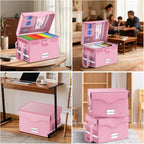 DocSafe 5200°F Fireproof Document Box with Lock,Heat Insulated File Organizer Storage with Pockets,Collapsible Portable Home Office File Safe Box with Handle for Hanging Letter/Legal Folders, Pink - Image 2