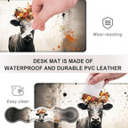 Mouse Pad,Large Desk Mat Set, 4in1 XL Mousepad + Keyboard Wrist Rest+Mouse Wrist Rest+Coaster with Ergonomic Desk Pad for Home Office Table Computer Cover -Floral Highland Cow - Image 3