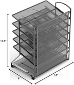 Simple Houseware 2 Packs 6-Tier Desk Organizer & Sliding Paper Tray, Black - Image 7