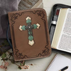 Retro Blue Cross Bible Cover Case for Women Fashion PU Leather Bible Book Case Lightweight Portable Brief Case Stationary Supplies Storage - Image 5