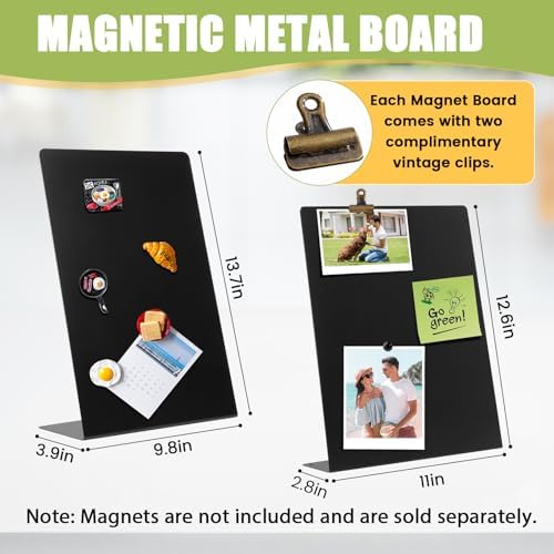 Magnetic Display Board - Desktop Metal Memo Board for Notes & Photos, 11x9.8 Inch Small Black Magnetic Bulletin Board, Includes Clips for Office, Room Decor (11 * 12.6inch, Count, 3) - Image 7
