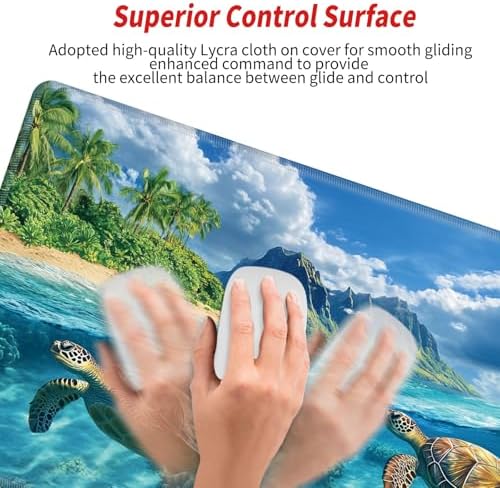 36x24 Desk Mat Sea Turtle Mouse Pad Oversized Huge Mousepad Gaming XXXL Extra Large Desk Pad Giant Computer Mat with Stitched Edges Non-Slip Rubber Base for Office Work Home Game - Image 5