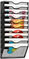 10 Pockets Hanging Wall File Organizer Mail Holder, Wall Mounted Paper Document Folder Holder, Clipboard Storage Organization Magazine Rack, Black by GDINDINFAN