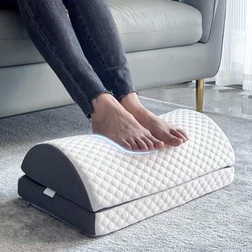 BlissfulNest Foot Rest Pillow for Under Desk at Work Office Footrest High Density Memory Foam Cooling Fabric Height Adjustable Foot Elevation Firm Feet Rest by BlissfulNest