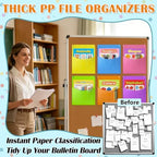MFTEK Oversized Wall Pockets 6 Assorted Colors 12.2''x 9.5'' Hanging Wall File Folder Holder Plastic Magazine Mail Organizer for Classroom Bulletin Boards Home Office School (24 Pack) - Image 5