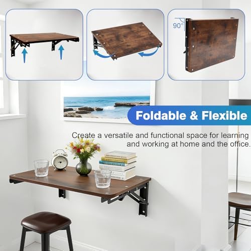Wooden Folding Shelf Wall Mounted for Small Space, Fold Down Desk for Home - Image 6