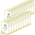 20 Pack Gold Acrylic Sign Holders 4x6 Inch Gold Picture Frames by ALFFUN