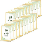 20 Pack Gold Acrylic Sign Holders 4x6 Inch Gold Picture Frames by ALFFUN