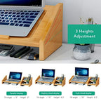 Ufine Bamboo Laptop Stand for Desk with Storage Computer Monitor Riser - Image 4