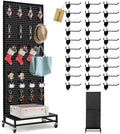 Eastern Tree Metal Pegboard Display Stand 2'x 5'with Base Plate, Pegboard Panels Display with Wheels, Peg Board Display Rack, Standing Pegboard Display with 30 Hooks - Black by EasternTree