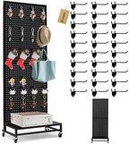 Eastern Tree Metal Pegboard Display Stand 2'x 5'with Base Plate, Pegboard Panels Display with Wheels, Peg Board Display Rack, Standing Pegboard Display with 30 Hooks - Black by EasternTree