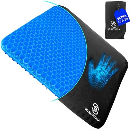 Gel Seat Cushion for Long Sitting, Pressure Relief for Tailbone and Back by SelectSoma