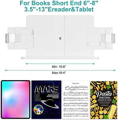PATIKIL Book Stand for Reading, Metal Reading Rest Book Holder with Page Clips, Height Angle Adjustable, 360° Rotating Arm Suitable for Sheet Music, Laptop - Image 5