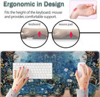 31.5"x 11.8" Oversized Gaming Mouse Pad Set, Ergonomic Keyboard and Mouse Wrist Rest + Cup Holder, Non-Slip Desktop Pad, Suitable for Home and Office Use, Flowering Plant Moon - Image 5