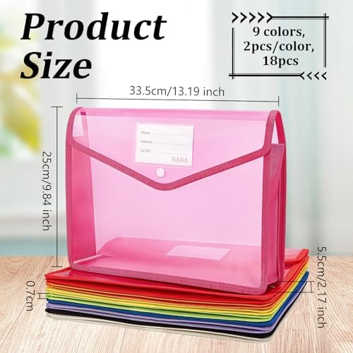 CUTHOLLOW Plastic Expandable File Organizer Folder(No Divider), 18Pcs Waterproof Transparent Document Holder Storage for Receipt/Paper/Bill/Taxes/Letter, Easy to Label A4 Size for School Office Home - Image 2