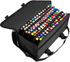 ADVcer Marker Case 120 Storage Holders, Foldable Extendable Oxford Lipstick Organizer with Carrying Handle, Shoulder Strap, QR Buckle, Zip Pocket for Copic, Prismacolor, Dry Erase, Color Paint Markers by ADVcer