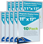 10Packs Magnetic Sign Holder, 11x17 Self Adhesive Display Frame with Strong Magnetic Frame and Clear PVC for Office Store Home Door Window Refrige Magnetic Paper Holder, Silver by VAIIGO