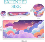 LIMKRIAN Purple Mouse Pad Large Desk Mat Set, Kawaii Clouds Ergonomic Mouse Pad with Wrist Rest Keyboard Wrist Support XXL Mousepad Cup Coaster Set, Cute Purple Office Desk Accessories Decor Supplies - Image 6