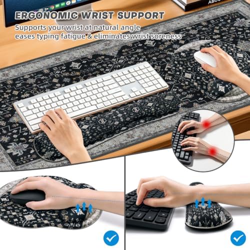 Mousepad Set，Keyboard Mat+Wrist Support Mouse Pad+Wrist Rest Pad+Coaster - Image 3