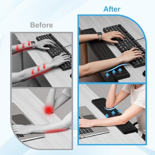 Leolee L-Shaped Desk Long Wrist Rest Elbow 60CM, Black Arm Rest for Desk - Image 3