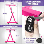 Liquid Stands Piano Keyboard Stand w/ Wheels - Z Style Adjustable and Portable Heavy Duty Music Stand for Kids and Adults - Fits 54-88 Key Electric Pianos - Sturdy Rolling Musical Keyboard Stand Pink - Image 3
