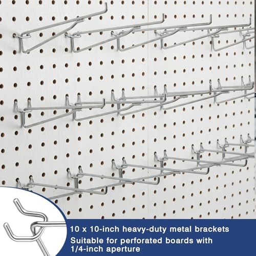 Shimeyao 10 Pcs 10 Inch Pegboard Shelf Brackets, Silver - Image 5