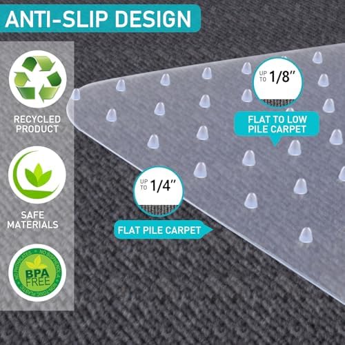PHOUZIN Office Chair Mat for Carpet: 48"x36" Clear Desk Chair Mat - Image 4