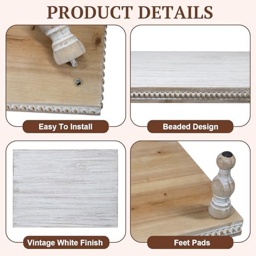 MAONAME Wood Display Risers Set of 3, Vintage White Wooden Pedestal Stand - Image 4