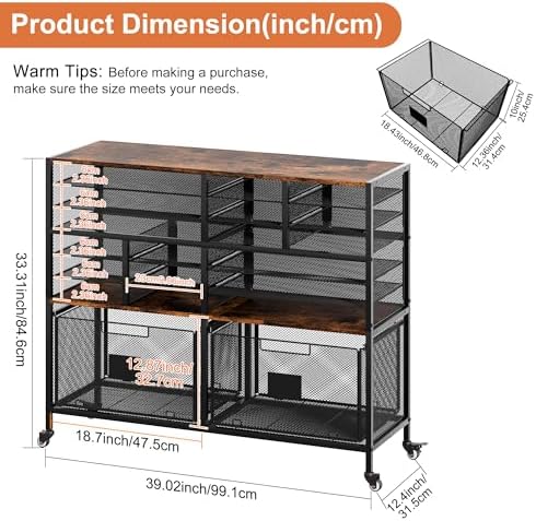 EasyPAG Rolling Cart with 2 Storage Drawer, Under Desk Filling Cabinet with Mail Sorter, Pull Out Hanging File Rack for Letter Size Folders, Mobile Utility Craft Cart for Home Office, Black - Image 2