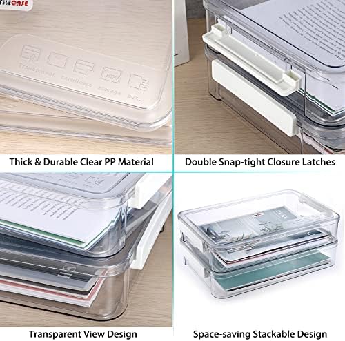 BTSKY 2 Pack Plastic Storage Containers with Lids, Portable Project Case Document Organizer Stackable Plastic File Storage Box for A4 File Paper Documents Scrapbook Art Supplies&Crafts(Big, White) - Image 4