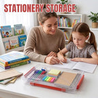 Clear Document Box, Portable A4 Paper Storage Organizer with Snap Latches, Stackable File Case for Certificates Photos Letter Size, Magazine Protector, 14.37" x 9.44" x 1.37" (2 Pack), Red - Image 6