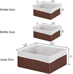 Vagusicc Wicker Basket, Set of 3 Hand-woven Storage Baskets for Organizing, Decorative Rectangle Wicker Storage Basket Bins with Handles, Small Toilet Paper Storage Baskets for Shelves & Decor, Brown - Image 3