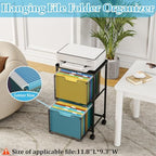 Sbanmao Rolling File Cart with 2 Storage Drawers, Mobile File Cabinet with Wheels, Hanging File Folder Organizer, Under Desk Storage, Printer Stand Utility Cart Filing Cabinet for Home Office,Black - Image 4