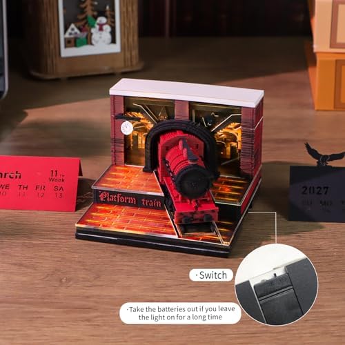 3D Calendar 2027, Tear-Away Desk Calendar, Paper Art Memo Pad, LED Light (Magic Train) - Image 4