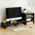 Solid Wood Monitor Stand Riser & Laptop Stand Desk Organizer - Office Accessories for PC Workspace, Computer Organization, Countertop Hutch Black Combination 1 by Unknown