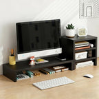 Solid Wood Monitor Stand Riser & Laptop Stand Desk Organizer - Office Accessories for PC Workspace, Computer Organization, Countertop Hutch Black Combination 1 by Unknown