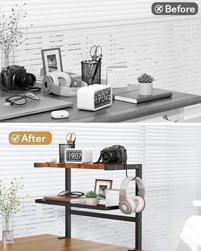 2-Tier Clamp Desk Shelf, No-Drill Under Desk Storage Clamp - Image 6