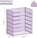 Marbrasse 2 Pack Desk Organizer with Handle, 6 Tier Paper Letter Tray, Mesh Desk File Organizer for Office, School and Home - Purple - Image 5
