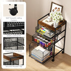 SWTYMIKI Rolling File Cart with Drawers - 4 Tier Under Desk Storage Craft Rolling Organizer Cart - Office Storage &Organization, Mobile Metal Filing Cabinet for Office and Home Espresso - Image 5