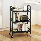 DCLRN 3 Tier Rolling Cart,Storage Organizer Cart,Multifunctional Storage Shelves,Rolling Metal Organization Cart with Handle and Lockable Wheels,for Home,Office,Kitchen,Bathroom(Black) - Image 5