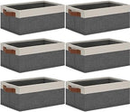 GhvyenntteS Small Fabric Storage Bins with Handles 6 Pack, 11.8" x 7.87" x 5.11" Storage Baskets for Shelves, Baskets for Organizing Clothes Underwear Socks Hats DVDs (Grey/White) by GhvyenntteS