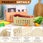 uxcell 2Pack Pantry Plastic Storage Baskets, 15.55x7.87x7.6 Stackable Organizer Container with Handle Organization Bins for Shelves Bathrooms Bedrooms Closet Desktop Cabinets, Beige - Image 3
