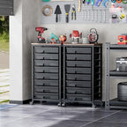 SYKIARIOL Rolling Storage Cart with Drawers, 8 Drawers Utility Cart,Black - Image 2
