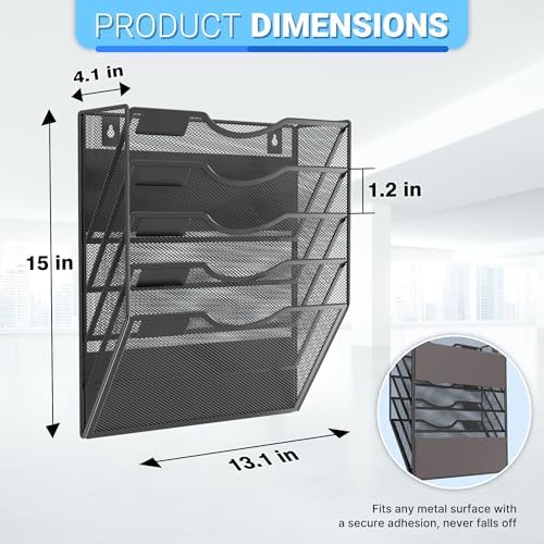Gawerk Magnetic Wall File Holder – Magnetic Paper & Document Organizer for Home and Office (5 Tier) - Image 2