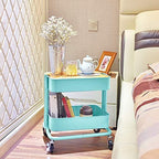 Melody House 2-Tier Metal Utility Rolling Cart, Storage Side End Table with Cover Board - Image 7
