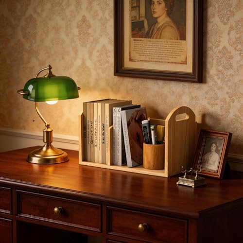 Wood Desktop Bookshelf, Upright Tabletop Book Shelf With Adjustable Divider Secure Books in Place, Desk Shelf for Top of Desk in Living Room, Home, Office, Perfect for Books, Cookbooks, Magazine, File - Image 4