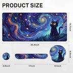 Arttown Keyboard Mouse Pad Set, 4 in 1 Desk Mat Set Cat Galaxy - Image 2