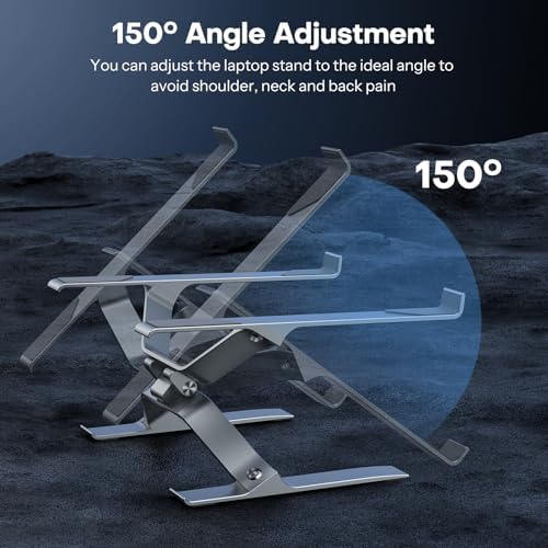 OMOTON More Stable Laptop Stand, Aluminum Adjustable Laptop Holder Stand for Desk, Ergonomic Detachable Notebook Riser Suitable for All Laptops (11-16 inch) - Image 3