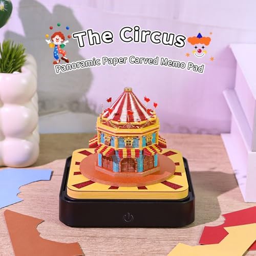 3D Memo Pad, 3D Calendar 2027, Time Piece Calendar, Tear-Off Calendars 2027, 3D Paper Carving Art Memo Pad, Art Carving Sticky Notes for Office Home Gifts Ornaments (Circus) - Image 2